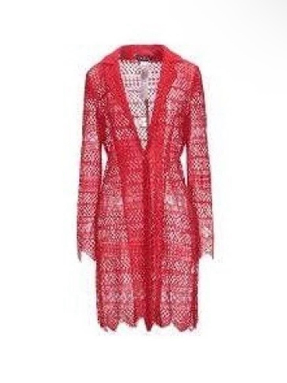 Twin-Set Red Crochet Long Open Front Cardigan- SIZE 42 ITALY